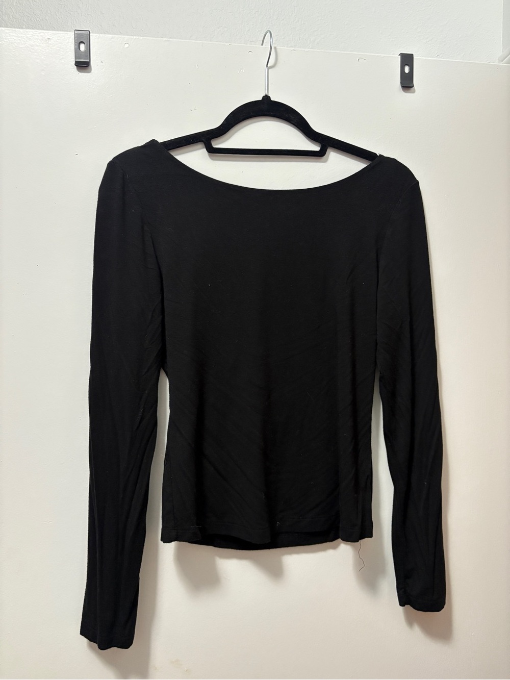 Anna Grace Black Long Sleeve Boatneck Top